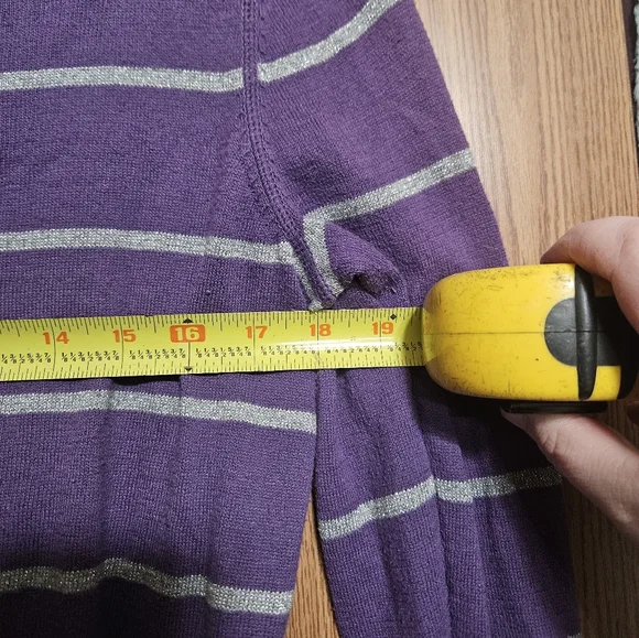 Sonoma Lightweight Knit Sweater Striped Purple / Silver Pullover Size Large! - Picture 4 of 6